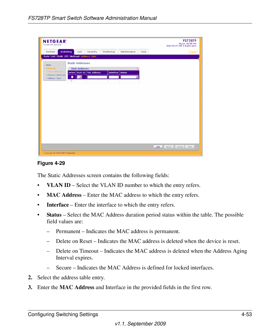 NETGEAR manual FS728TP Smart Switch Software Administration Manual 