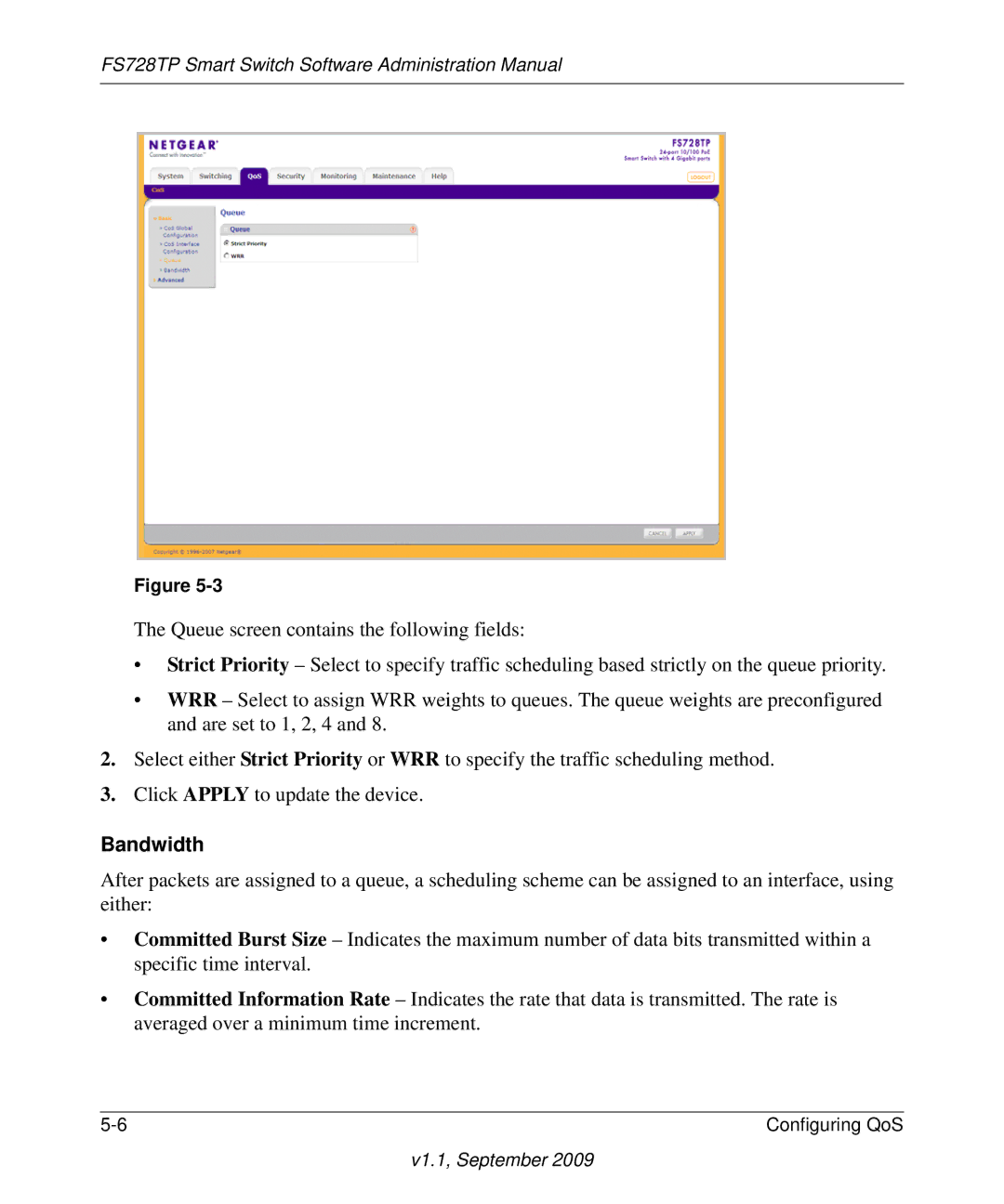 NETGEAR FS728TP manual Bandwidth 