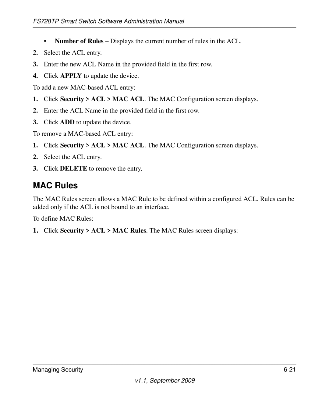 NETGEAR FS728TP manual MAC Rules 