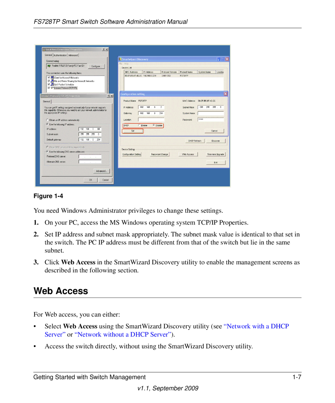 NETGEAR FS728TP manual Web Access 