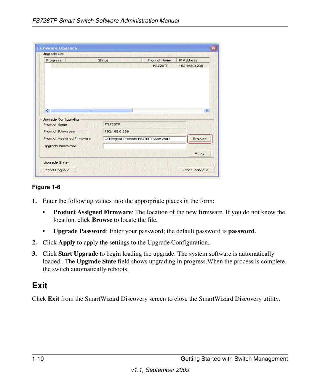 NETGEAR FS728TP manual Exit 