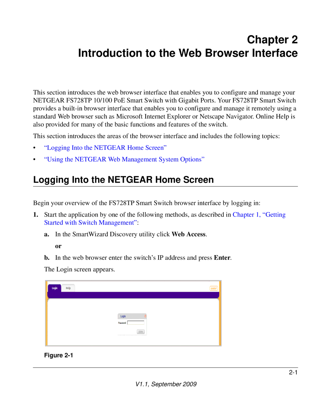 NETGEAR FS728TP manual Introduction to the Web Browser Interface, Logging Into the Netgear Home Screen 