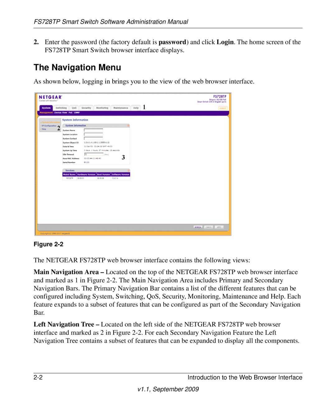 NETGEAR FS728TP manual Navigation Menu 