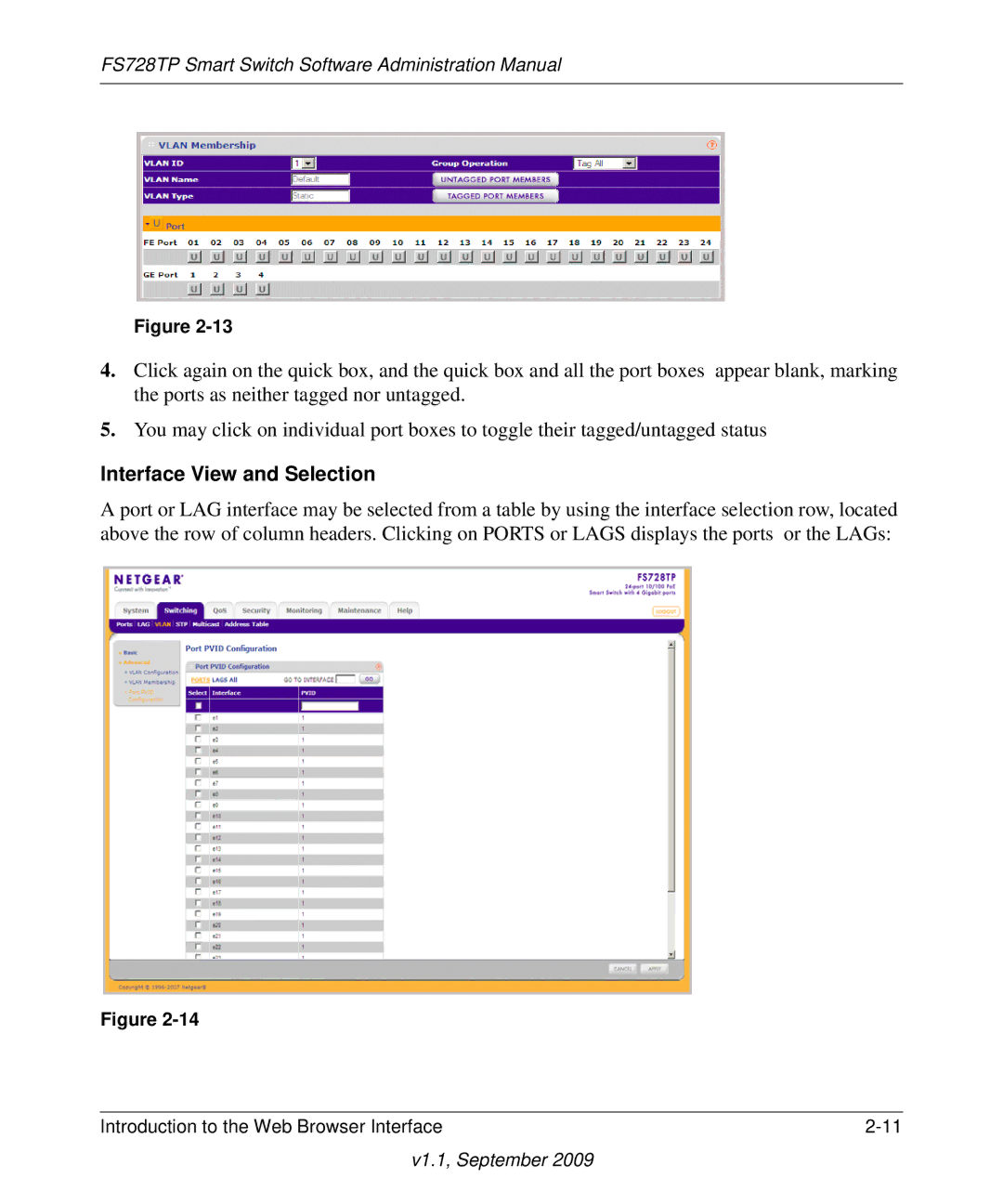 NETGEAR FS728TP manual Interface View and Selection 