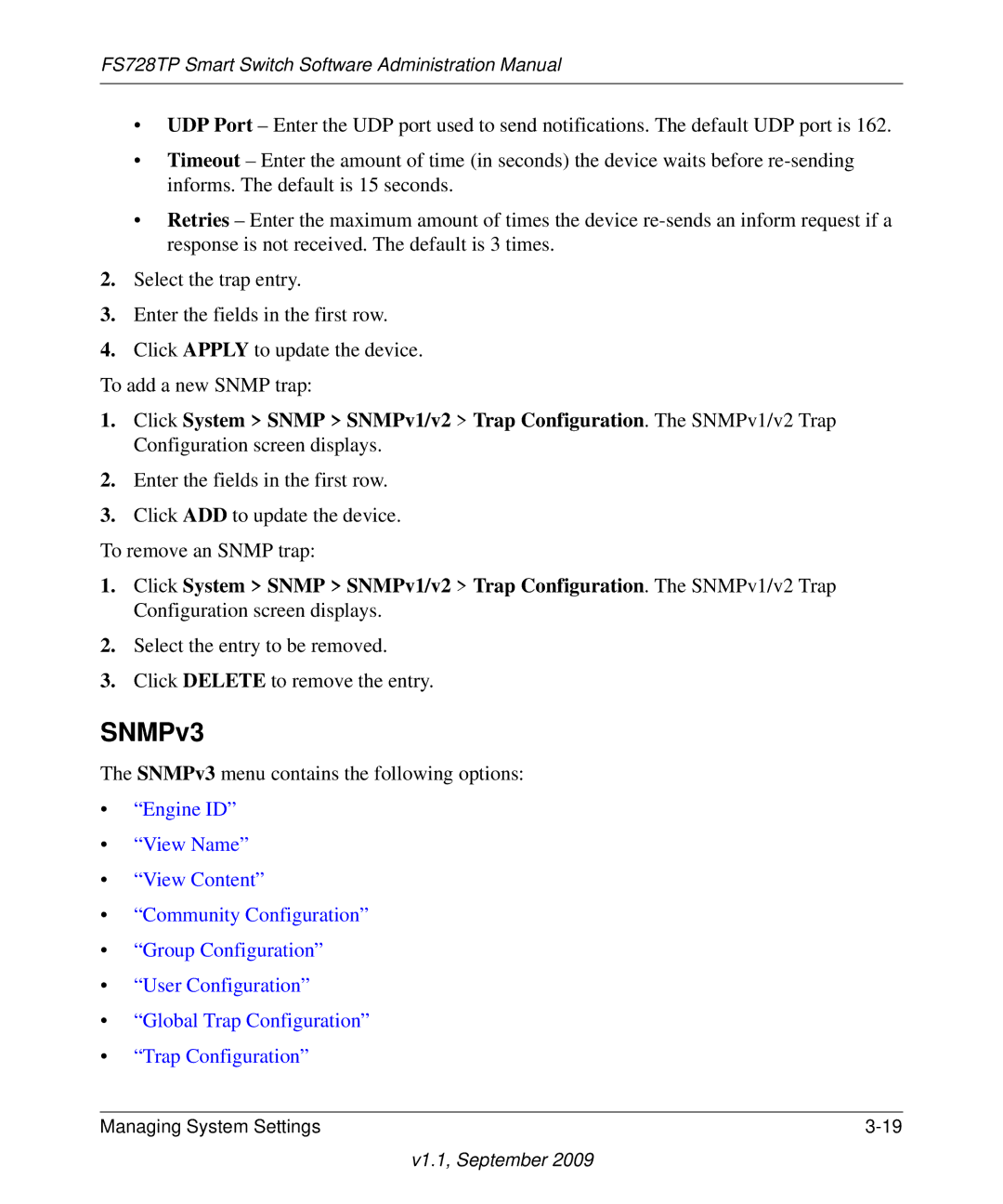 NETGEAR FS728TP manual SNMPv3 