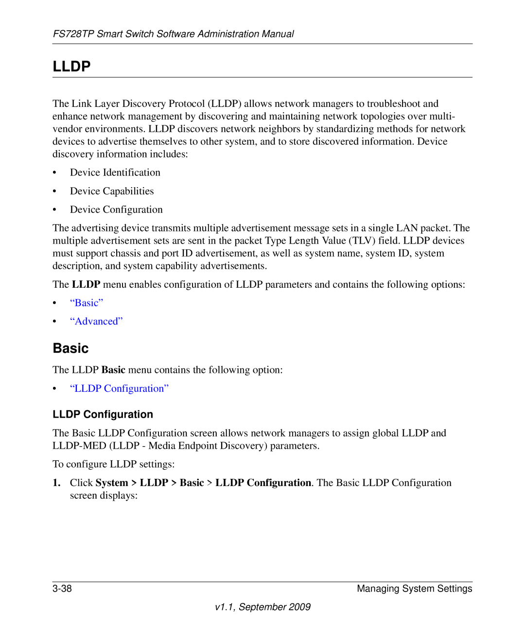 NETGEAR FS728TP manual Lldp Configuration 