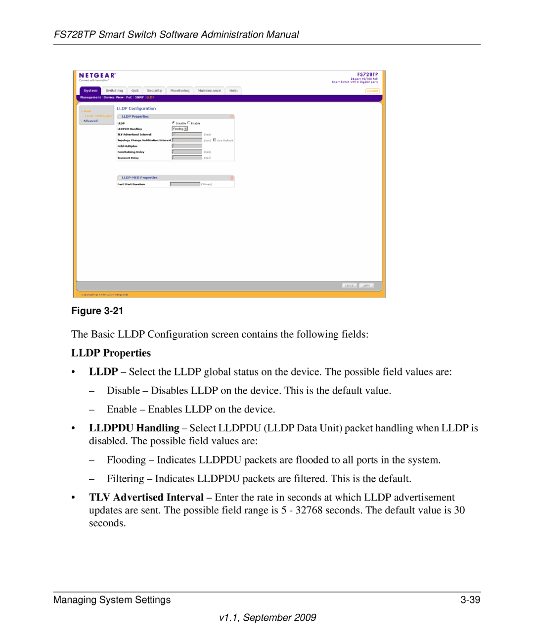 NETGEAR FS728TP manual Lldp Properties 