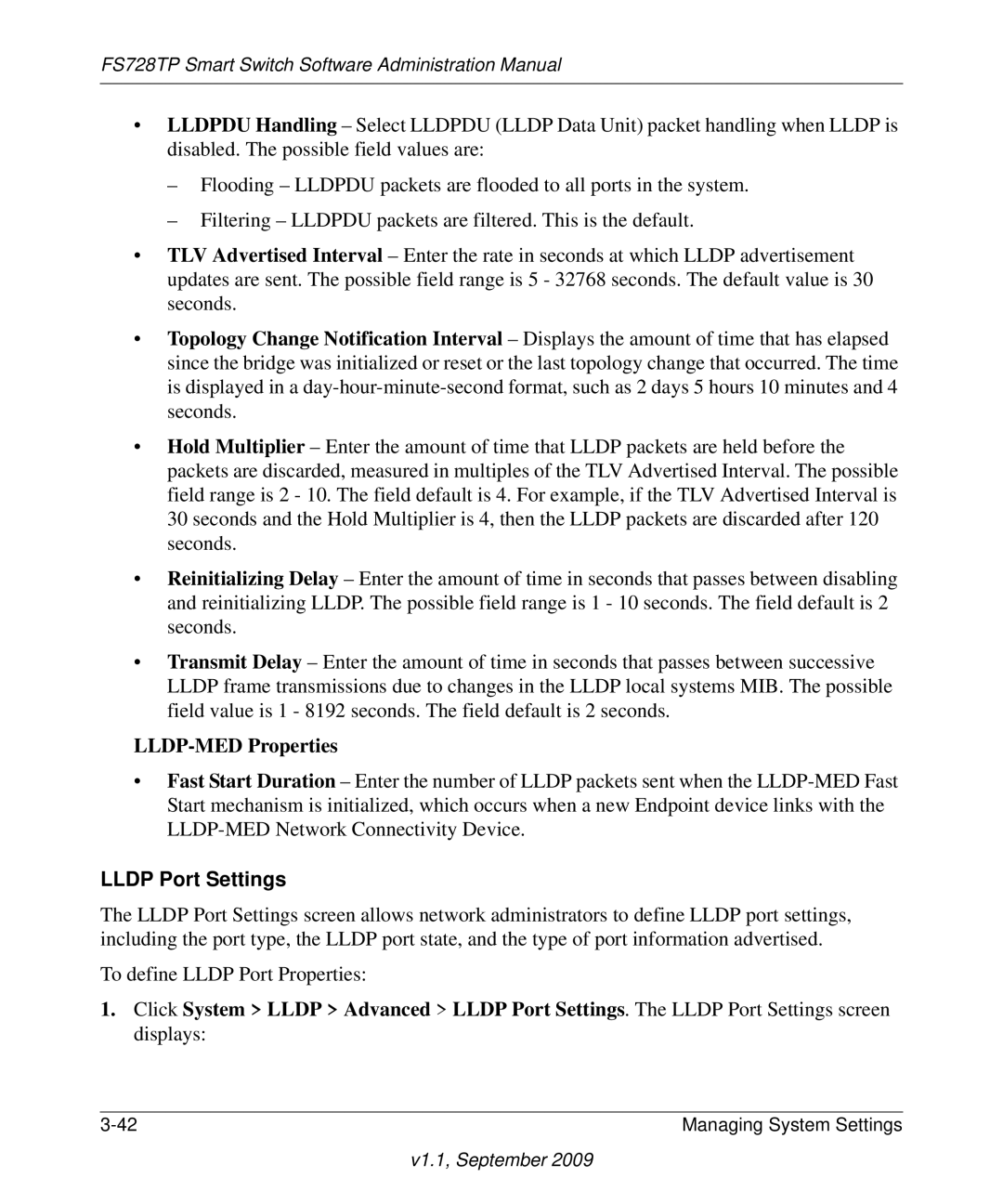 NETGEAR FS728TP manual Lldp Port Settings 