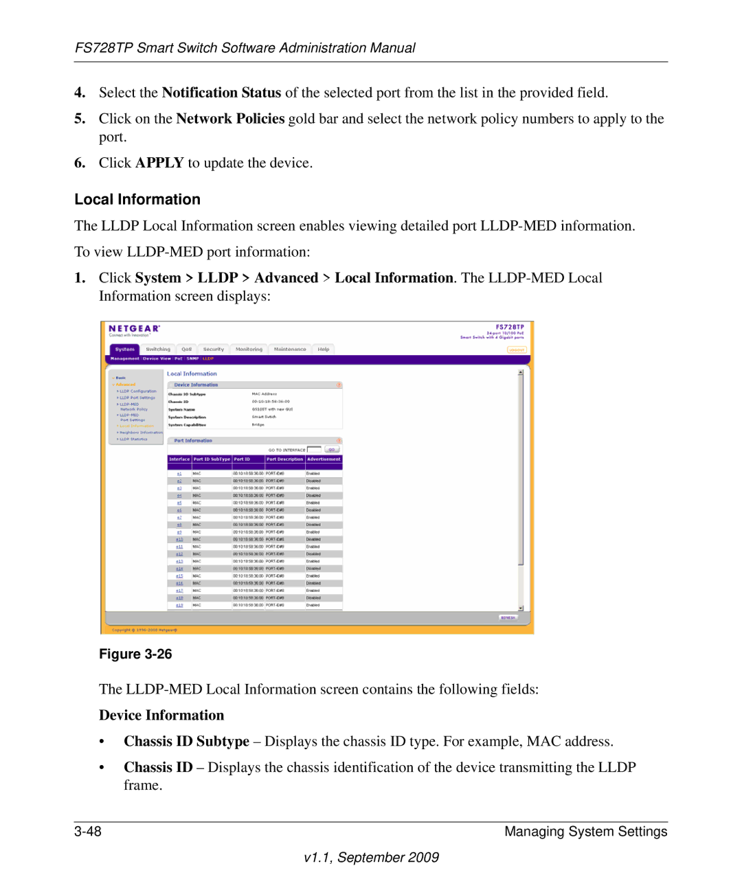 NETGEAR FS728TP manual Local Information, Device Information 