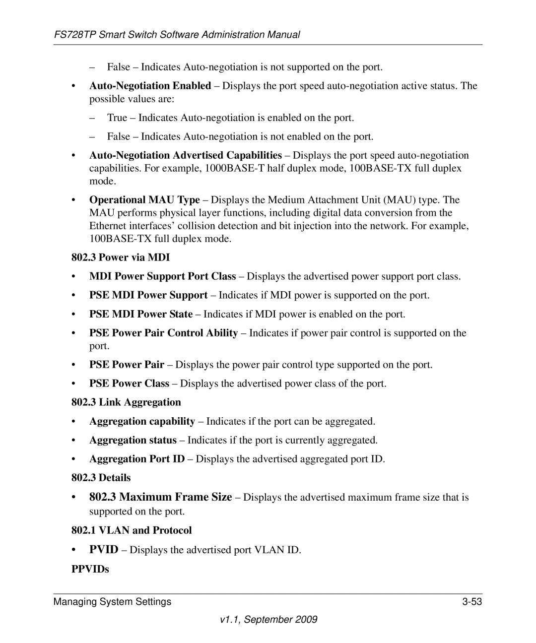 NETGEAR FS728TP manual Power via MDI, Vlan and Protocol, PPVIDs 