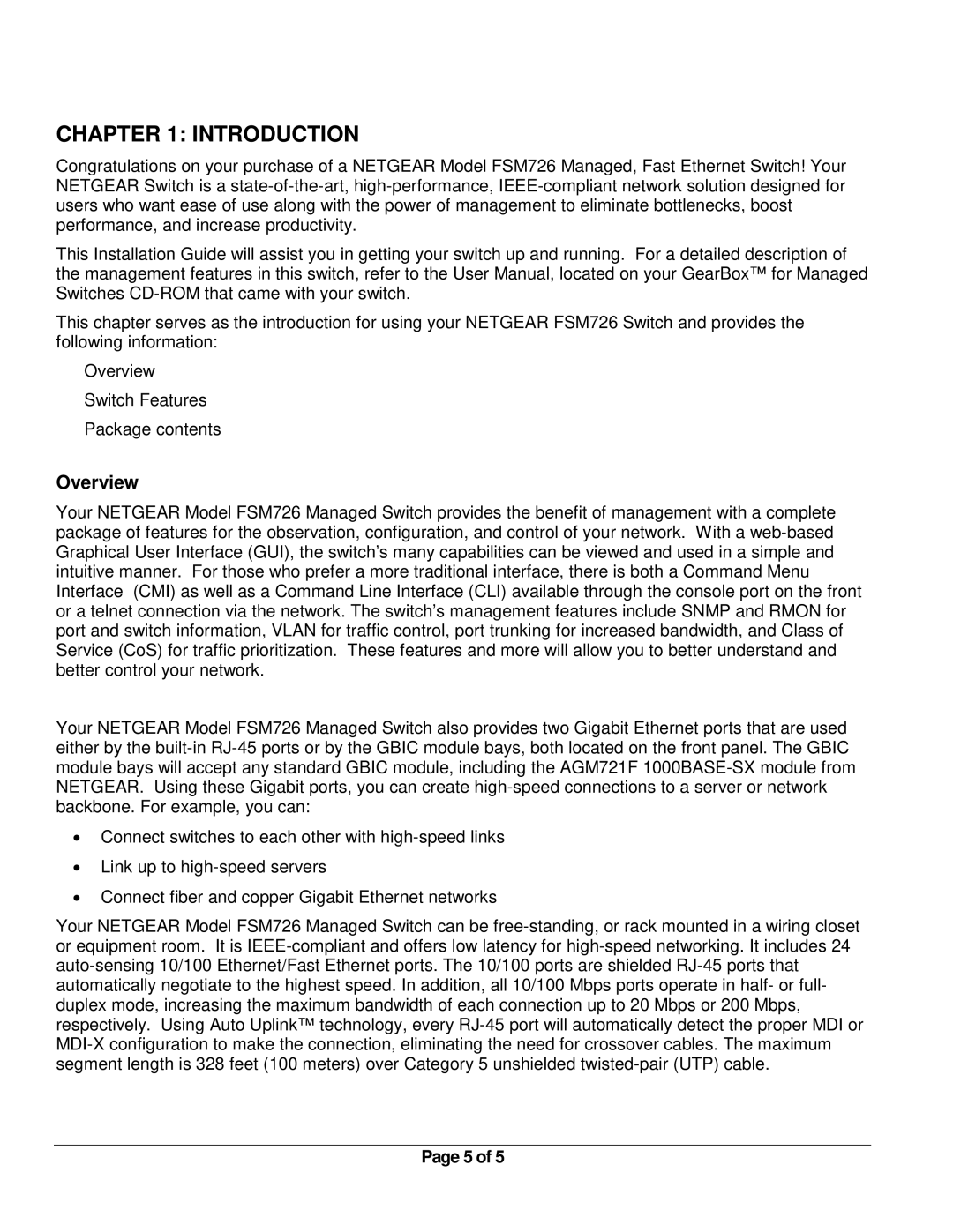 NETGEAR FSM726 manual Introduction, Overview 