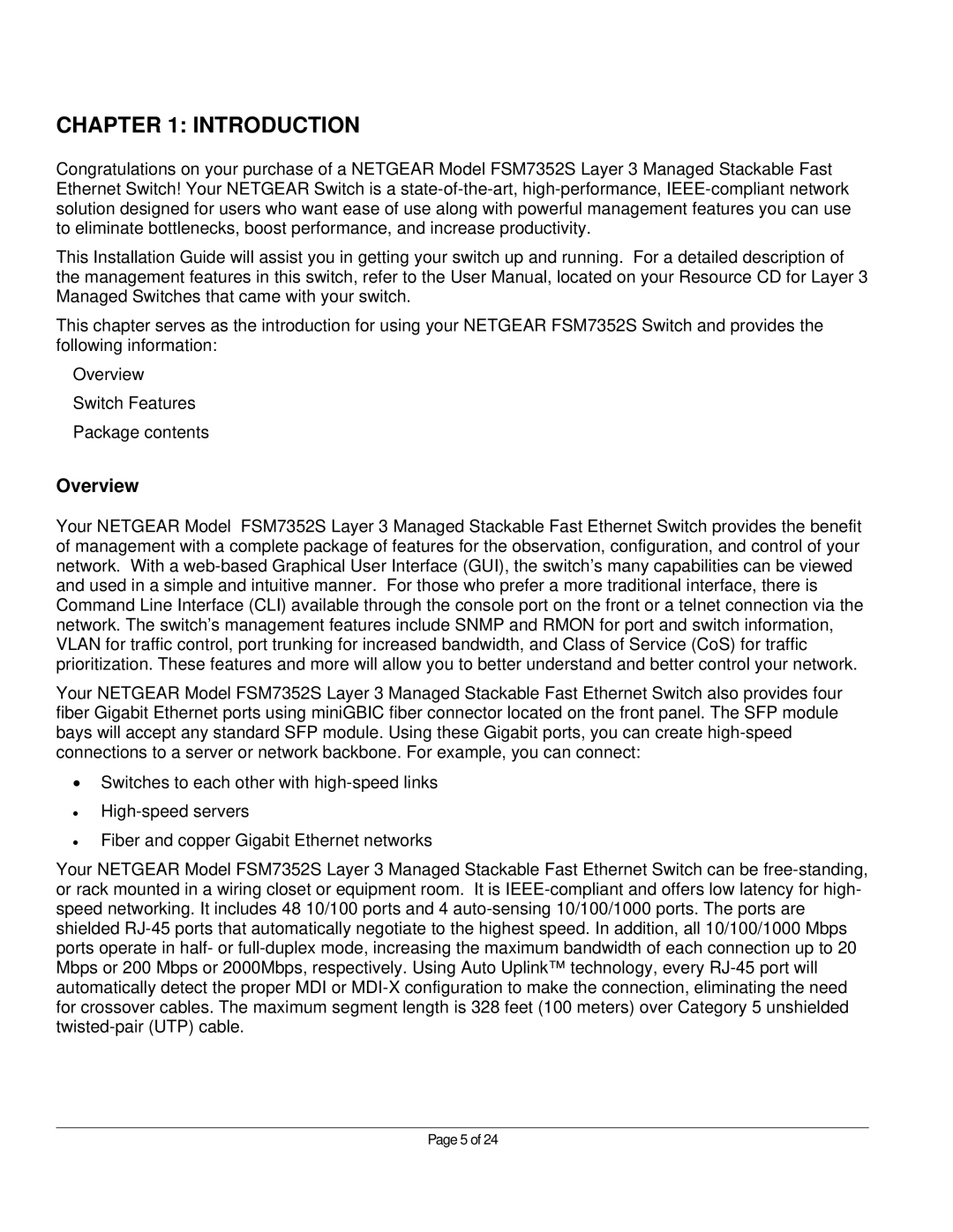 NETGEAR FSM7352S manual Introduction, Overview 