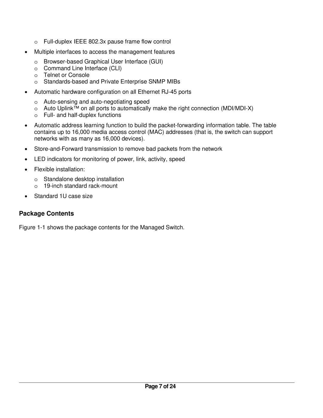 NETGEAR FSM7352S manual Package Contents, Shows the package contents for the Managed Switch 