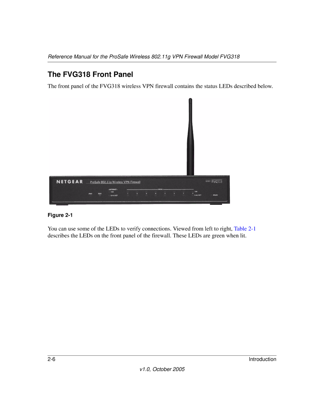 NETGEAR manual FVG318 Front Panel 