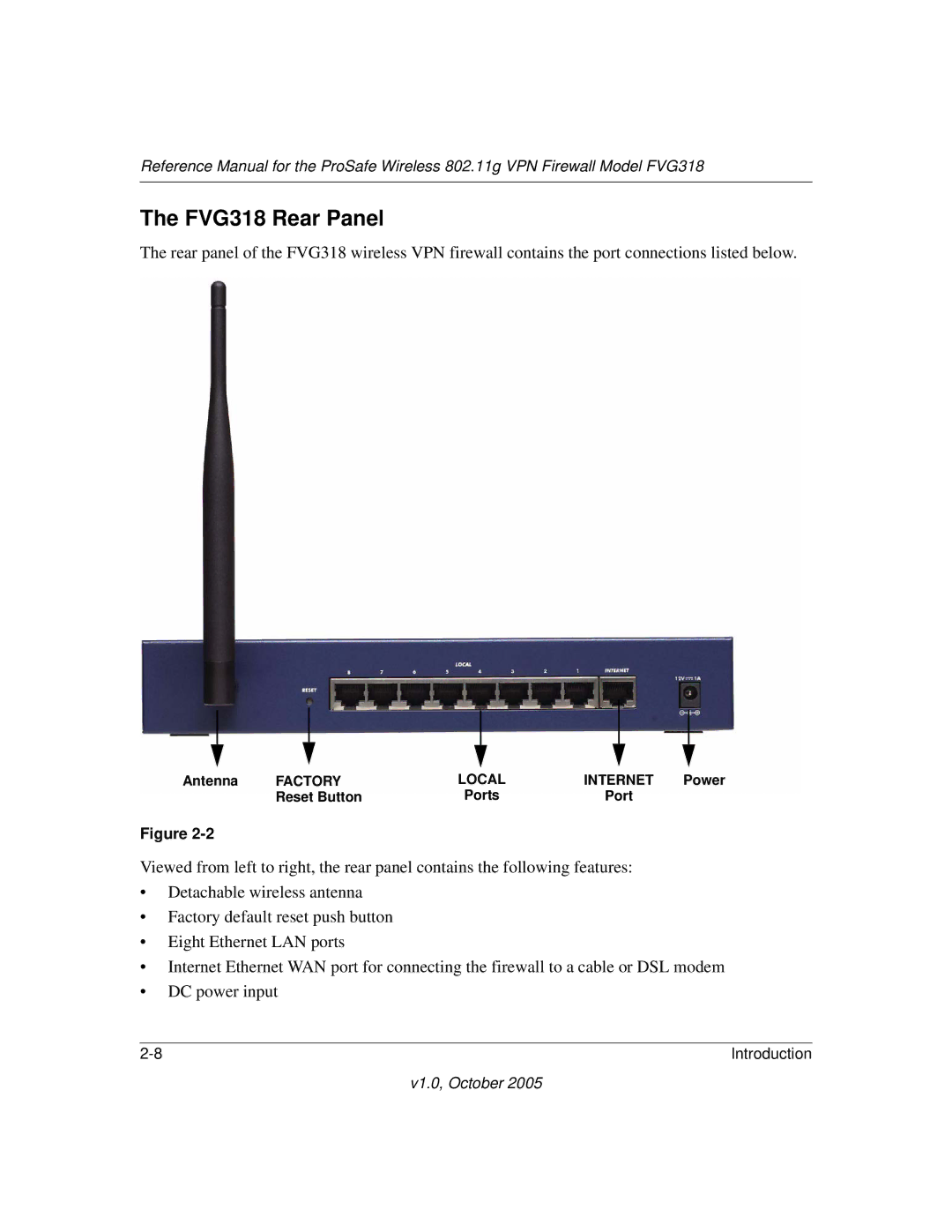 NETGEAR manual FVG318 Rear Panel 