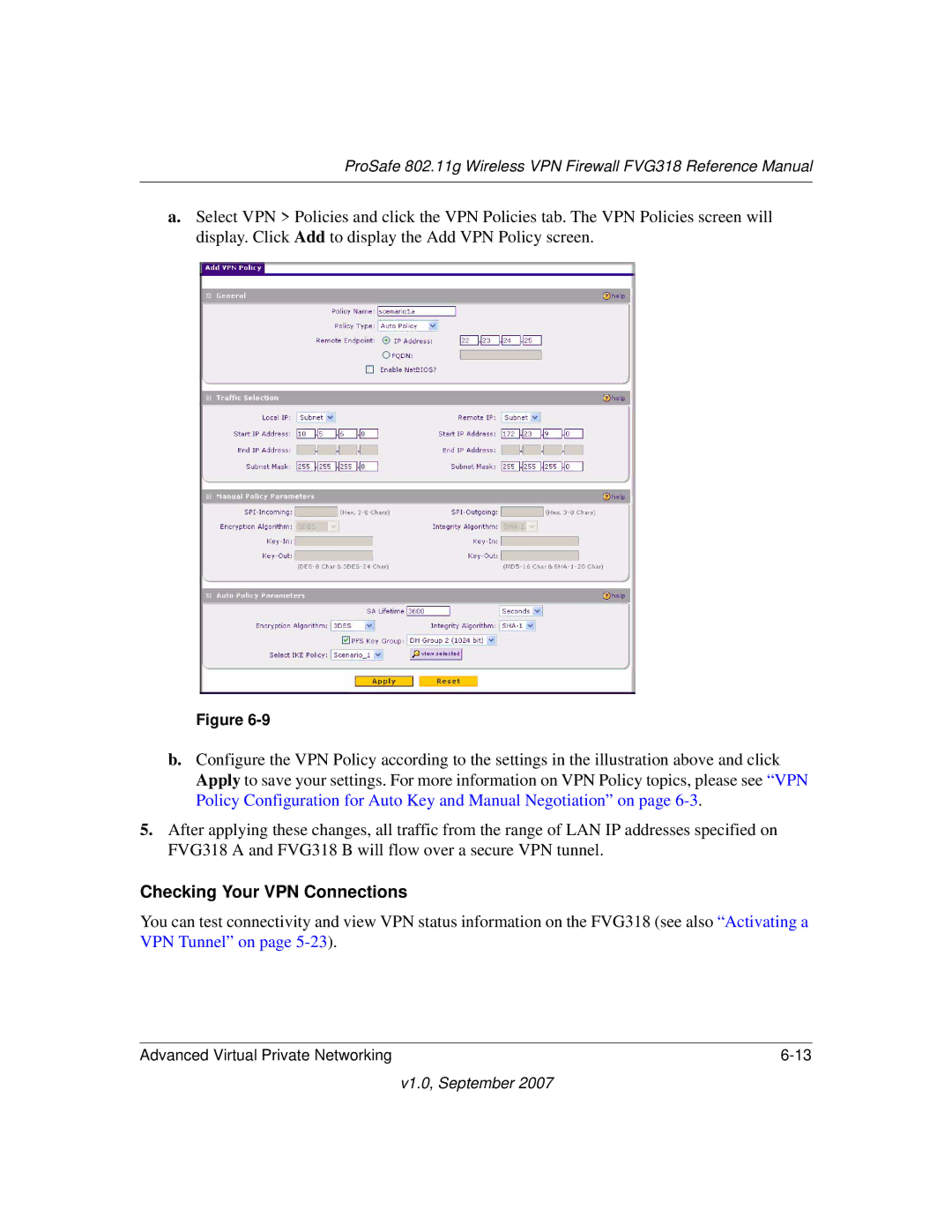 NETGEAR FVG318NA manual Checking Your VPN Connections 