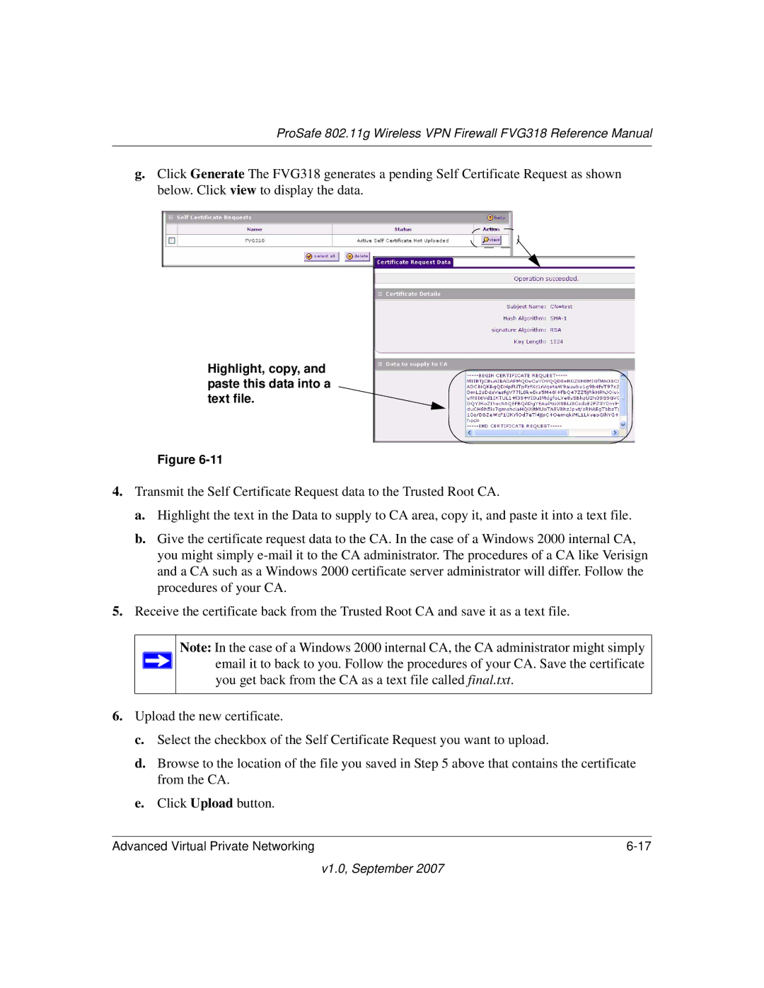 NETGEAR FVG318NA manual Highlight, copy, and paste this data into a text file 