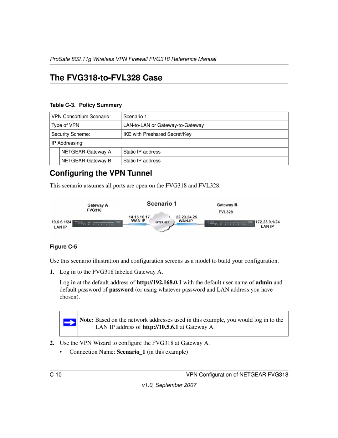 NETGEAR FVG318NA manual FVG318-to-FVL328 Case, Table C-3. Policy Summary 