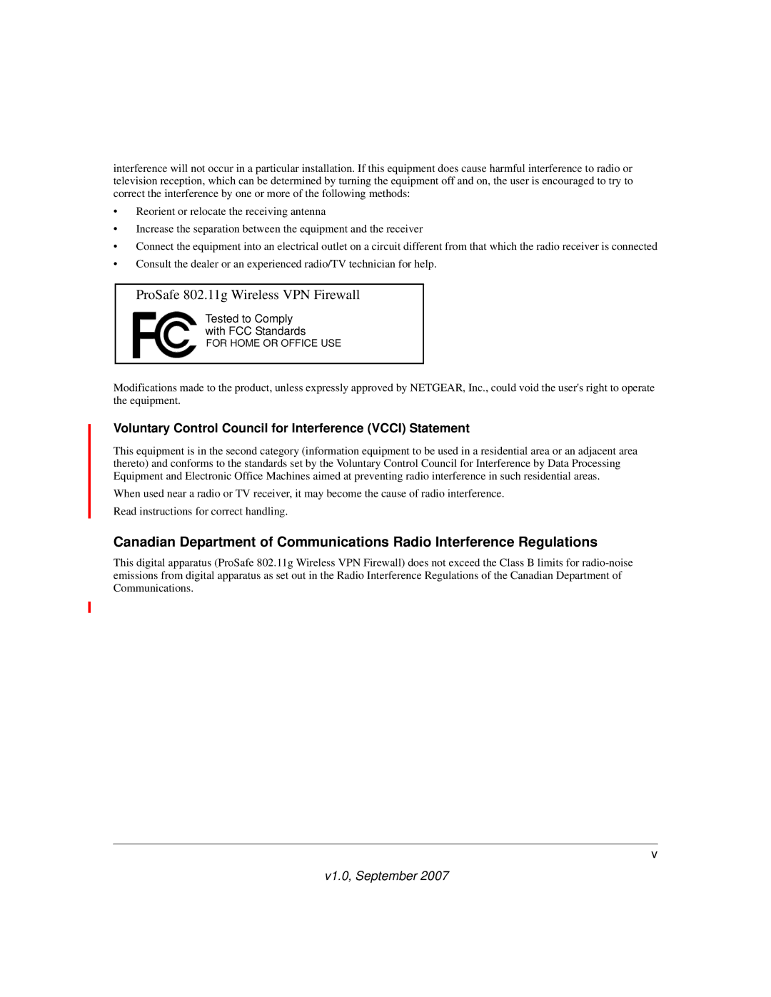 NETGEAR FVG318NA manual ProSafe 802.11g Wireless VPN Firewall, Voluntary Control Council for Interference Vcci Statement 