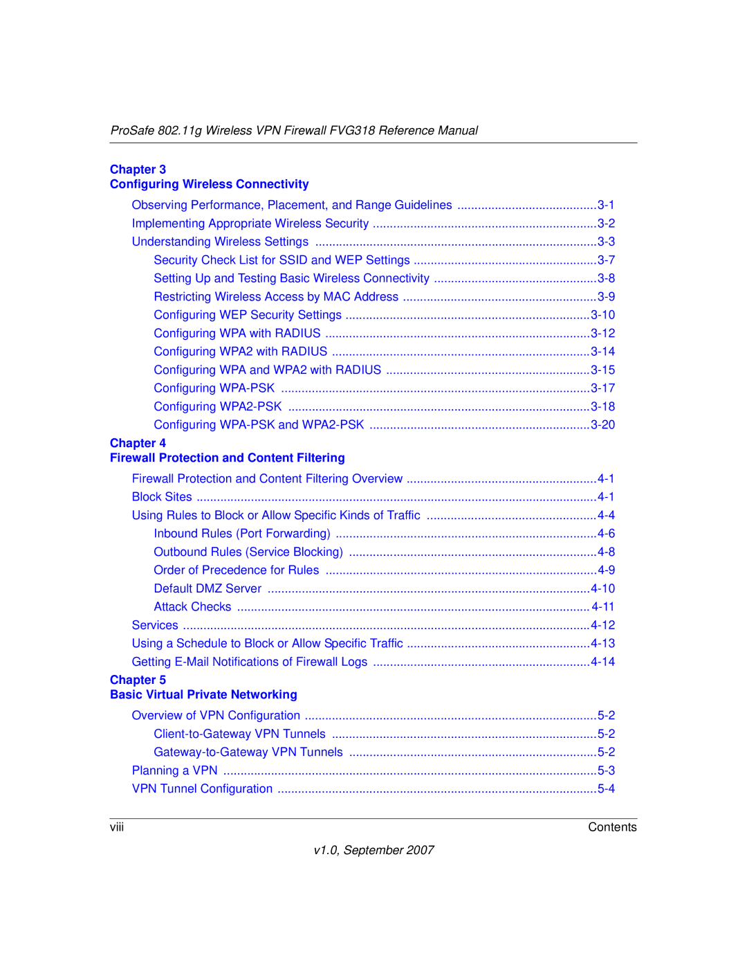 NETGEAR FVG318NA manual Chapter Configuring Wireless Connectivity 