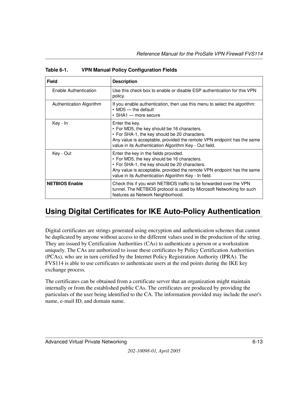 NETGEAR fvs114 manual Netbios Enable 