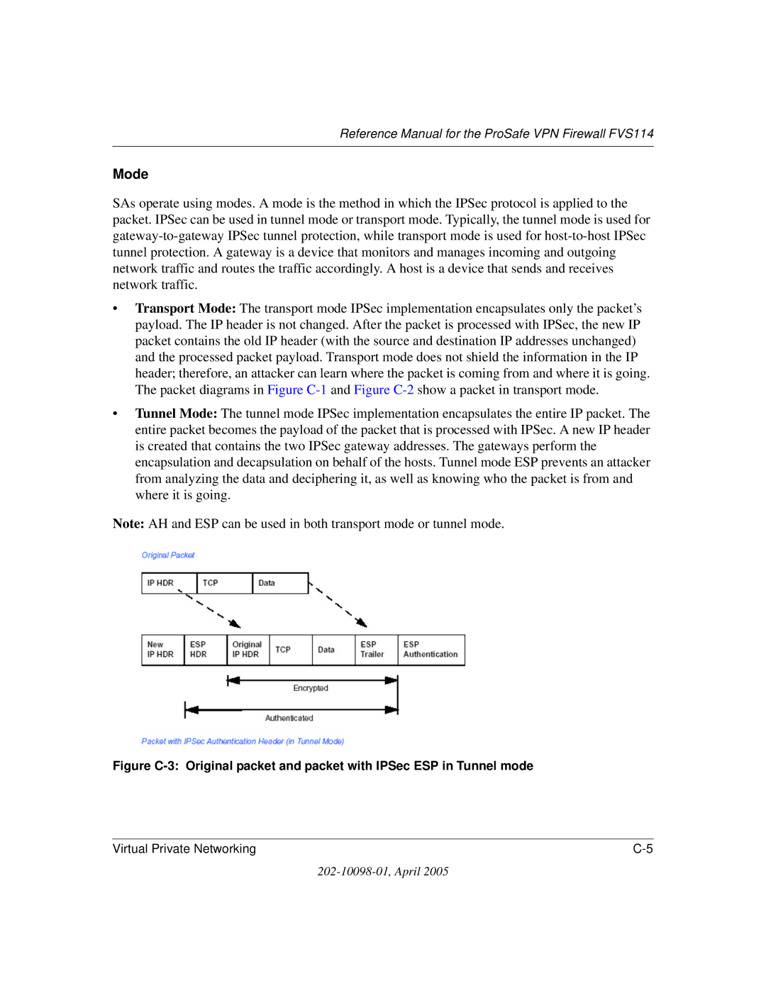 NETGEAR fvs114 manual Mode 