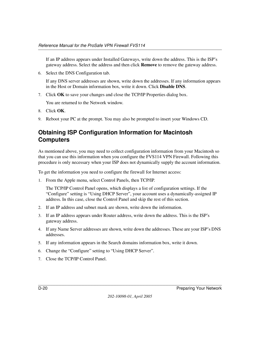 NETGEAR fvs114 manual Reference Manual for the ProSafe VPN Firewall FVS114 