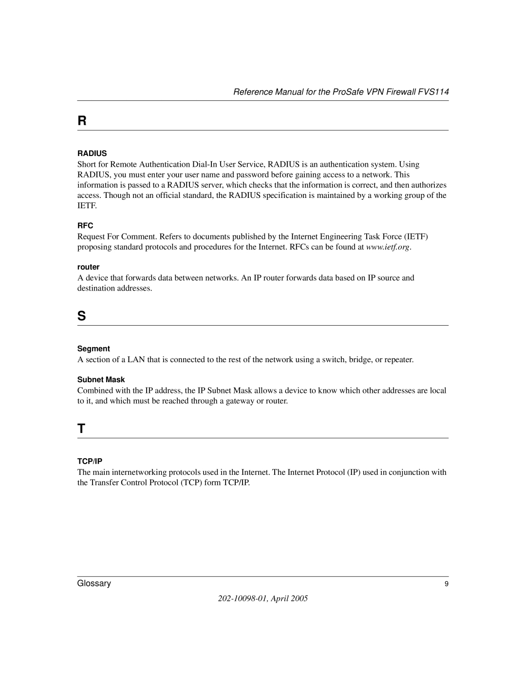 NETGEAR fvs114 manual Radius 