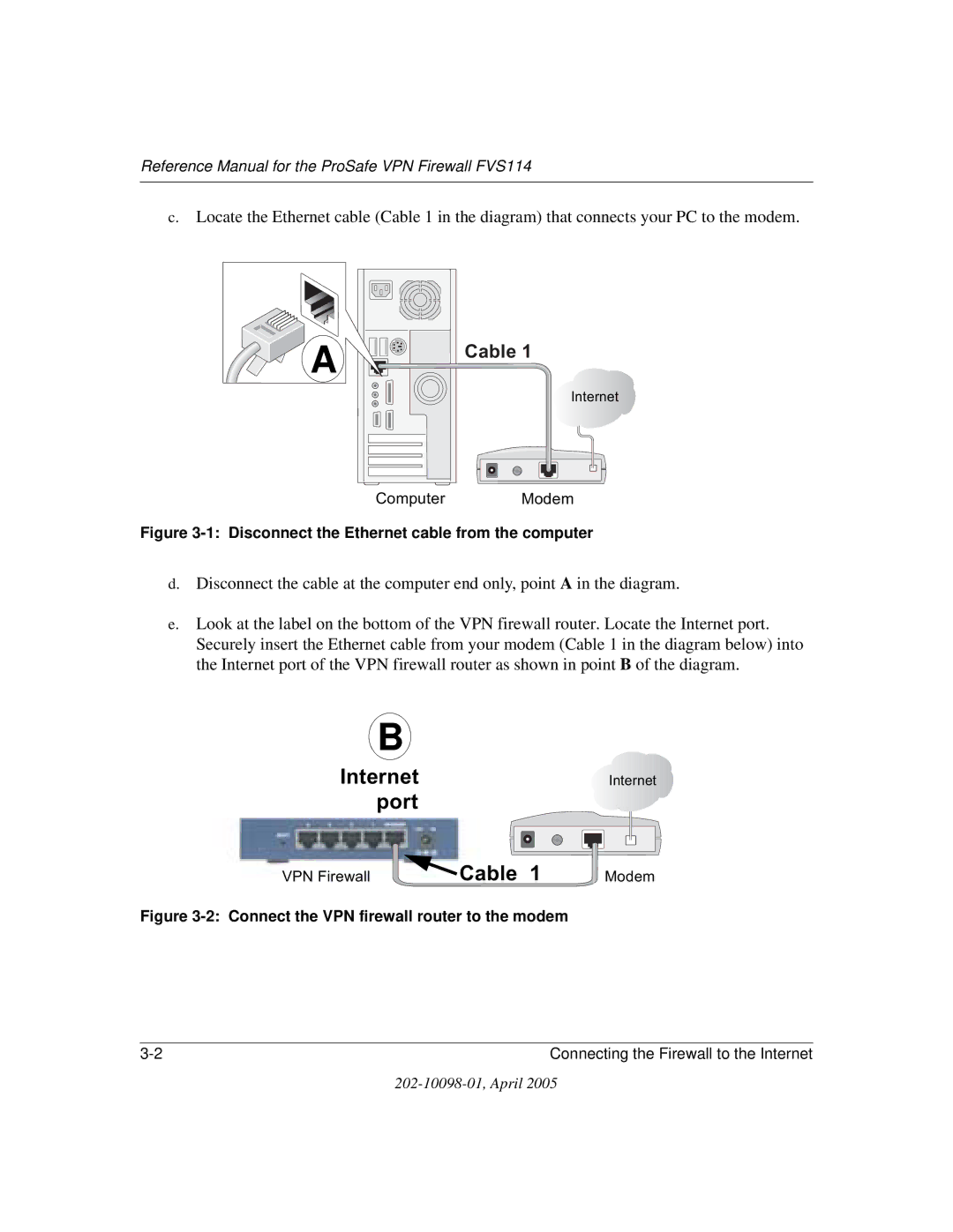 NETGEAR fvs114 manual VPN Firewall, Modem 