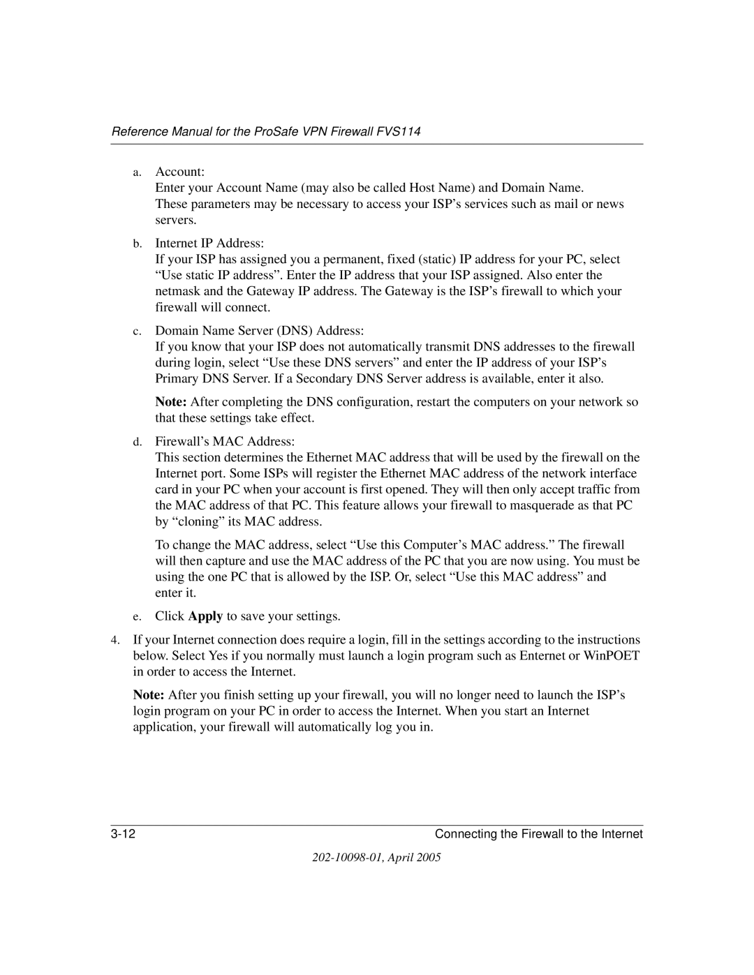 NETGEAR fvs114 manual Reference Manual for the ProSafe VPN Firewall FVS114 