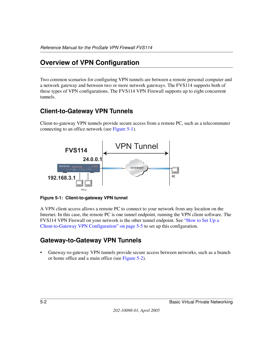 NETGEAR fvs114 manual VPN Tunnel 