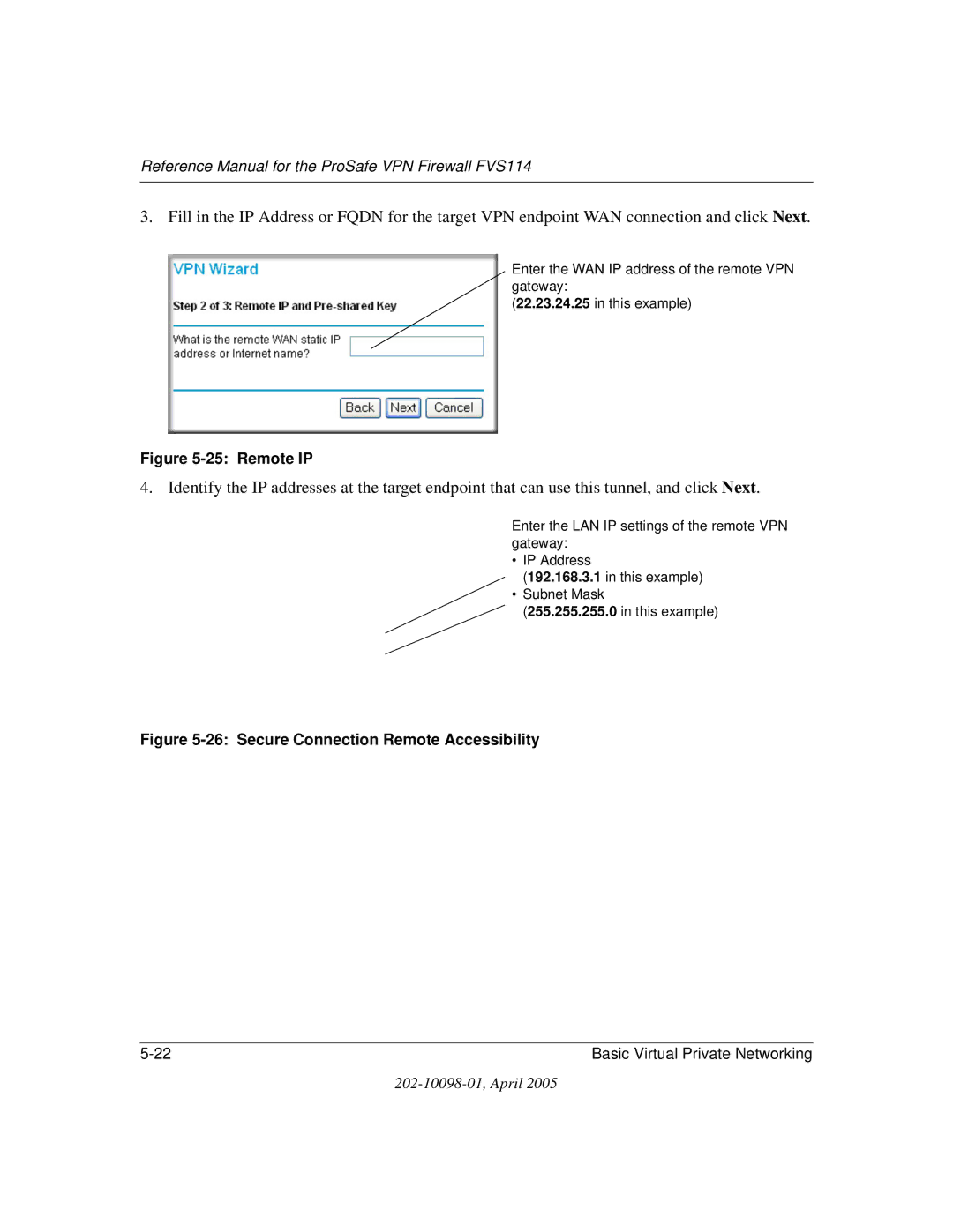 NETGEAR fvs114 manual Remote IP 