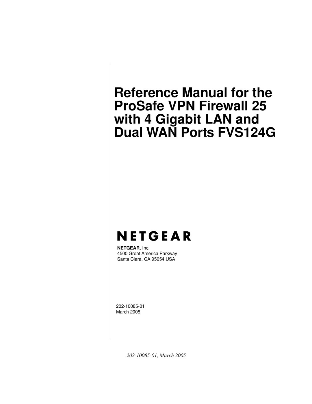 NETGEAR FVS124G manual 202-10085-01, March 