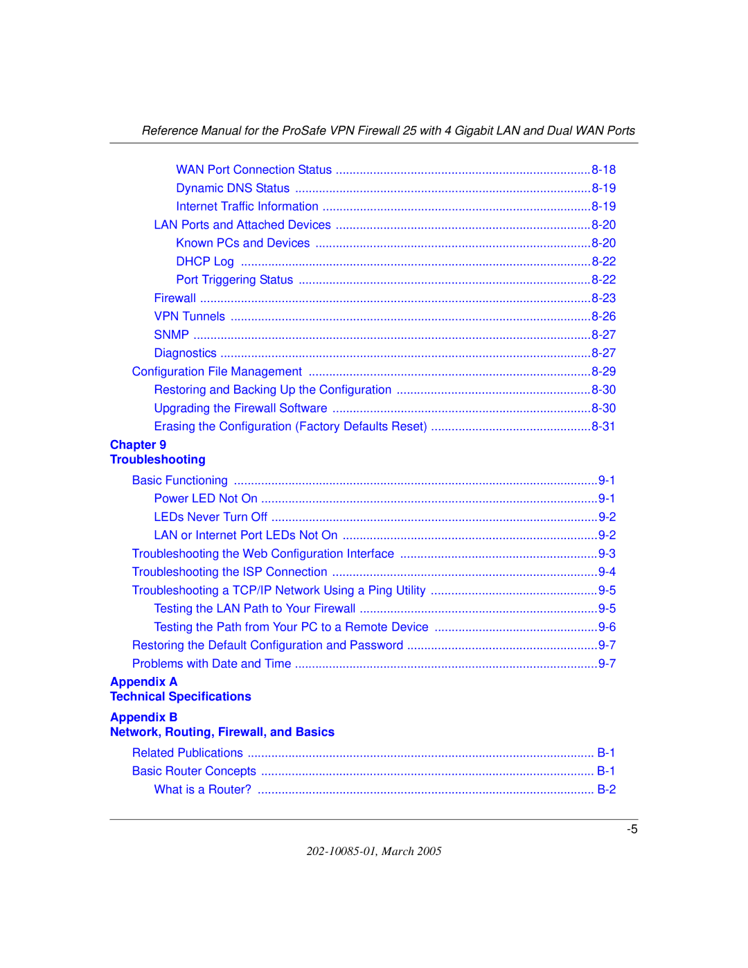 NETGEAR FVS124G manual Chapter Troubleshooting 