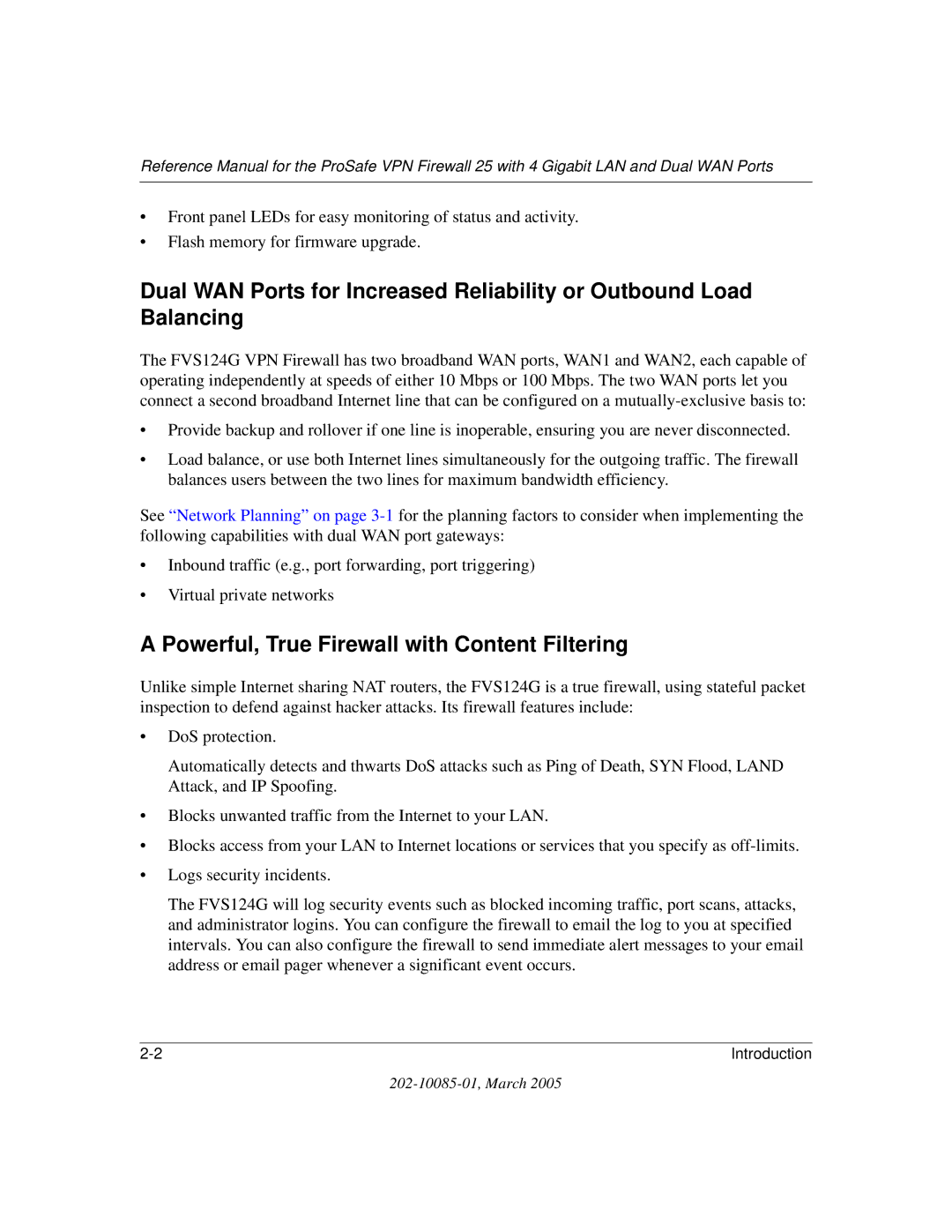 NETGEAR FVS124G manual Powerful, True Firewall with Content Filtering 