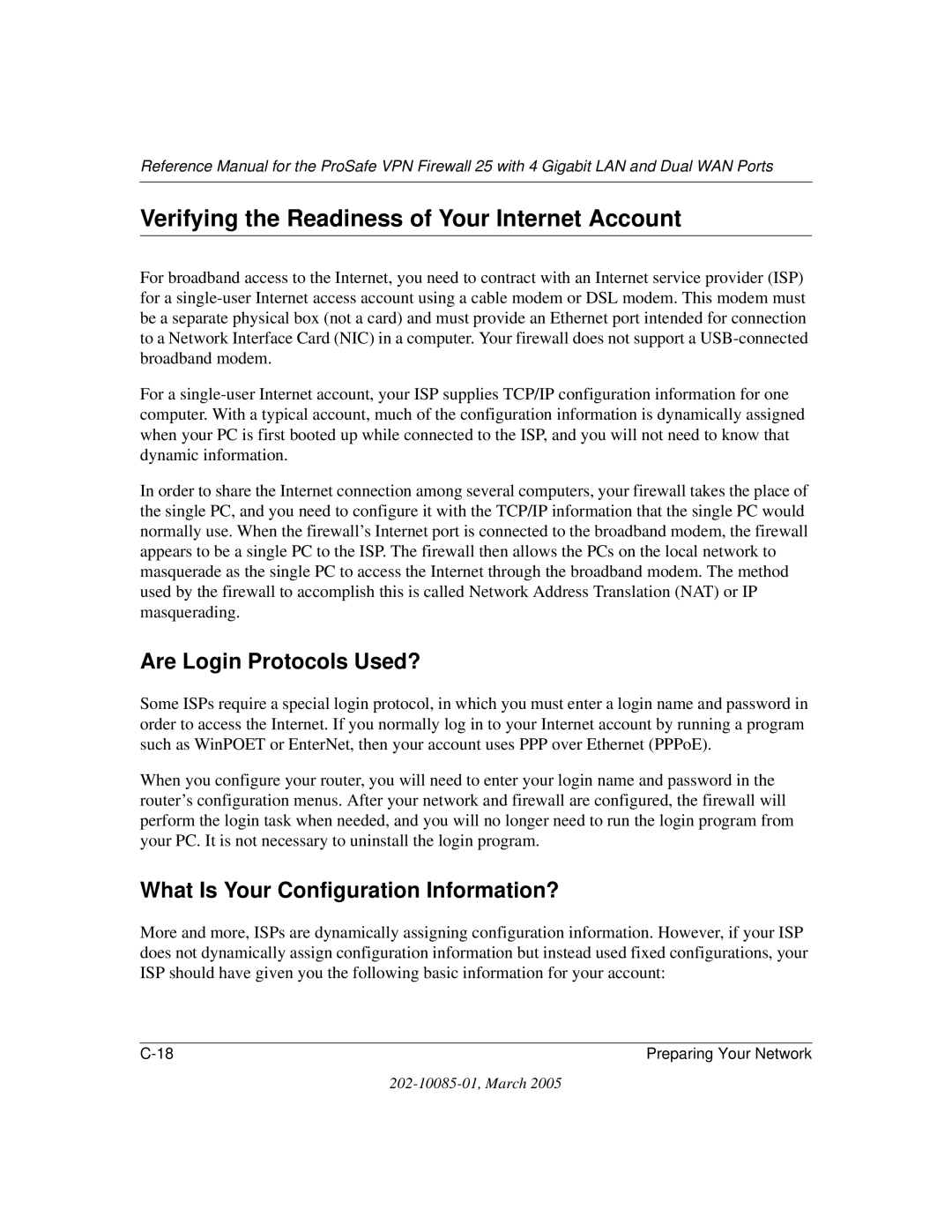 NETGEAR FVS124G manual Verifying the Readiness of Your Internet Account, Are Login Protocols Used? 