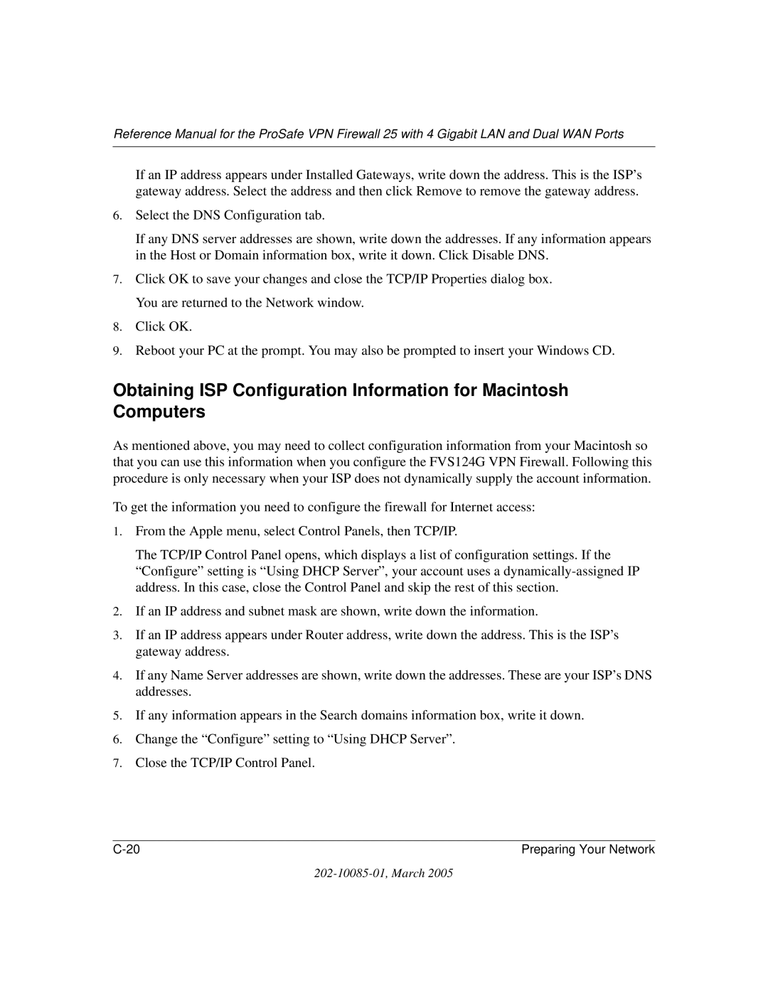 NETGEAR FVS124G manual Preparing Your Network 