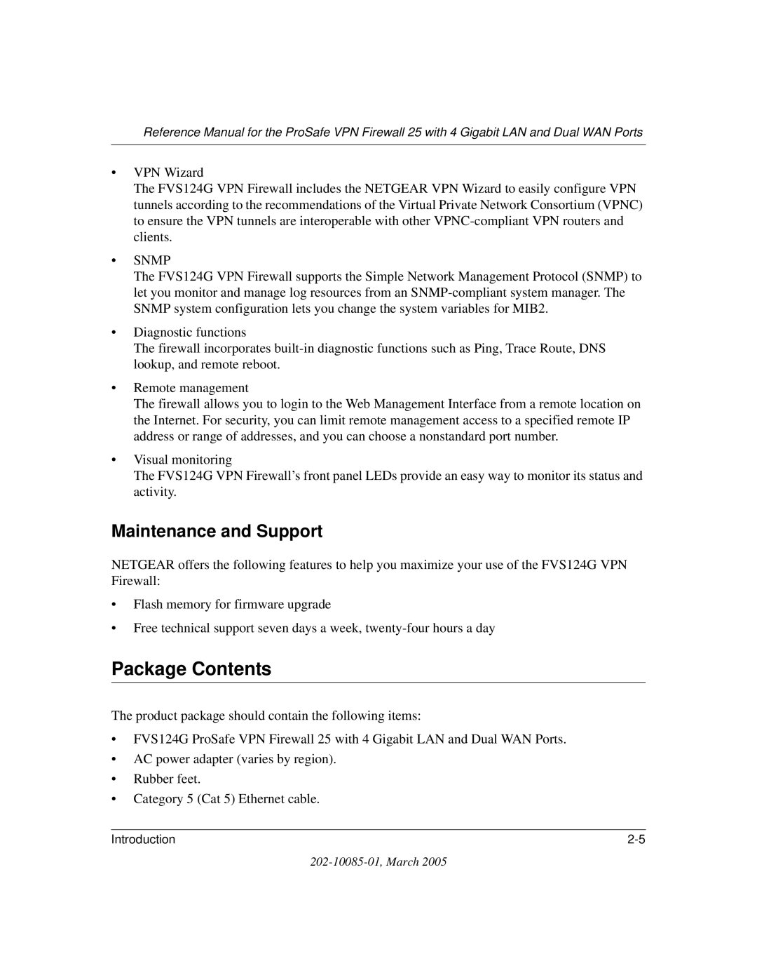 NETGEAR FVS124G manual Package Contents 