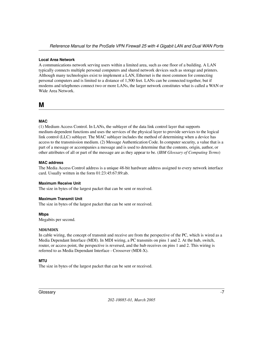 NETGEAR FVS124G manual Megabits per second 