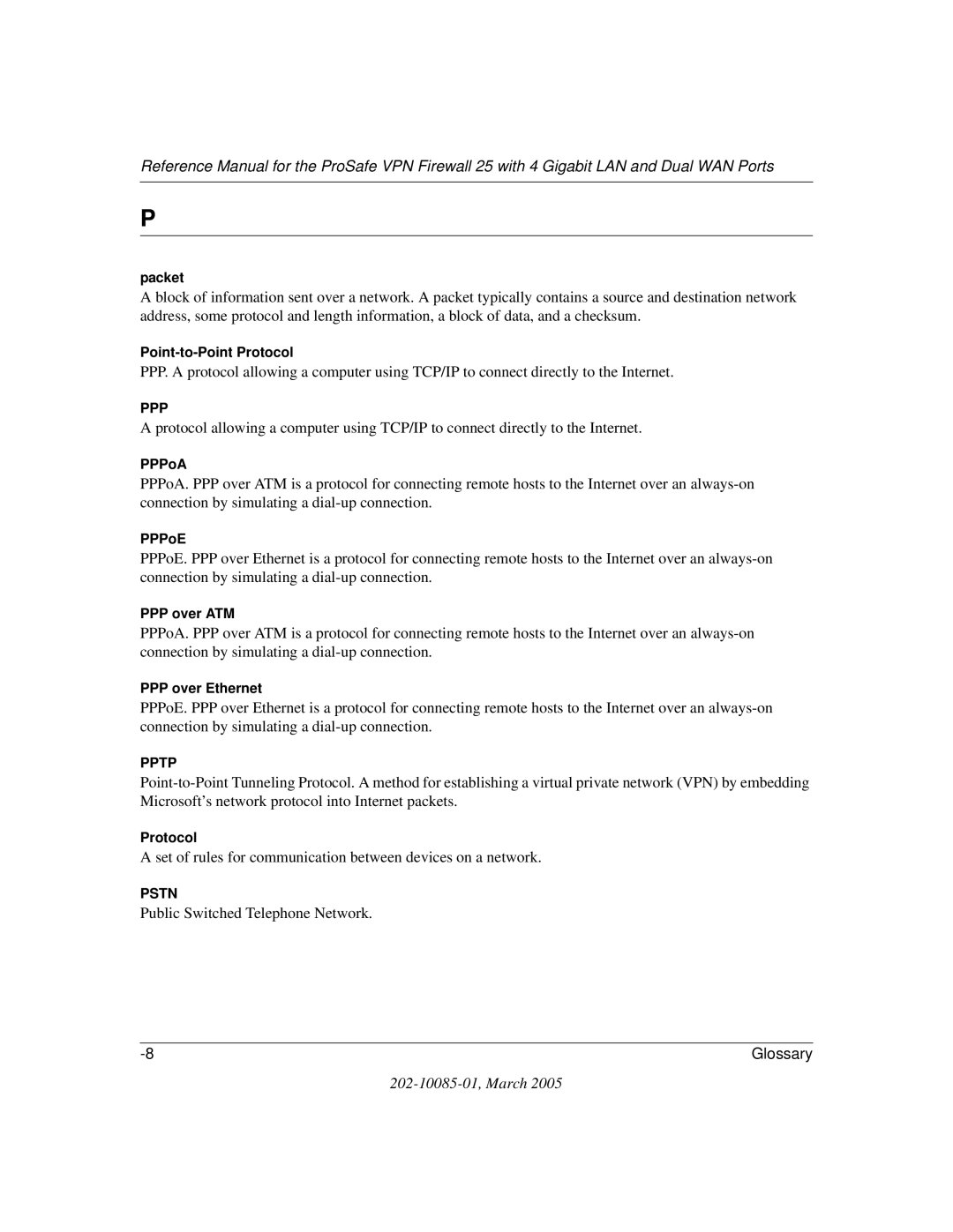 NETGEAR FVS124G manual Set of rules for communication between devices on a network 