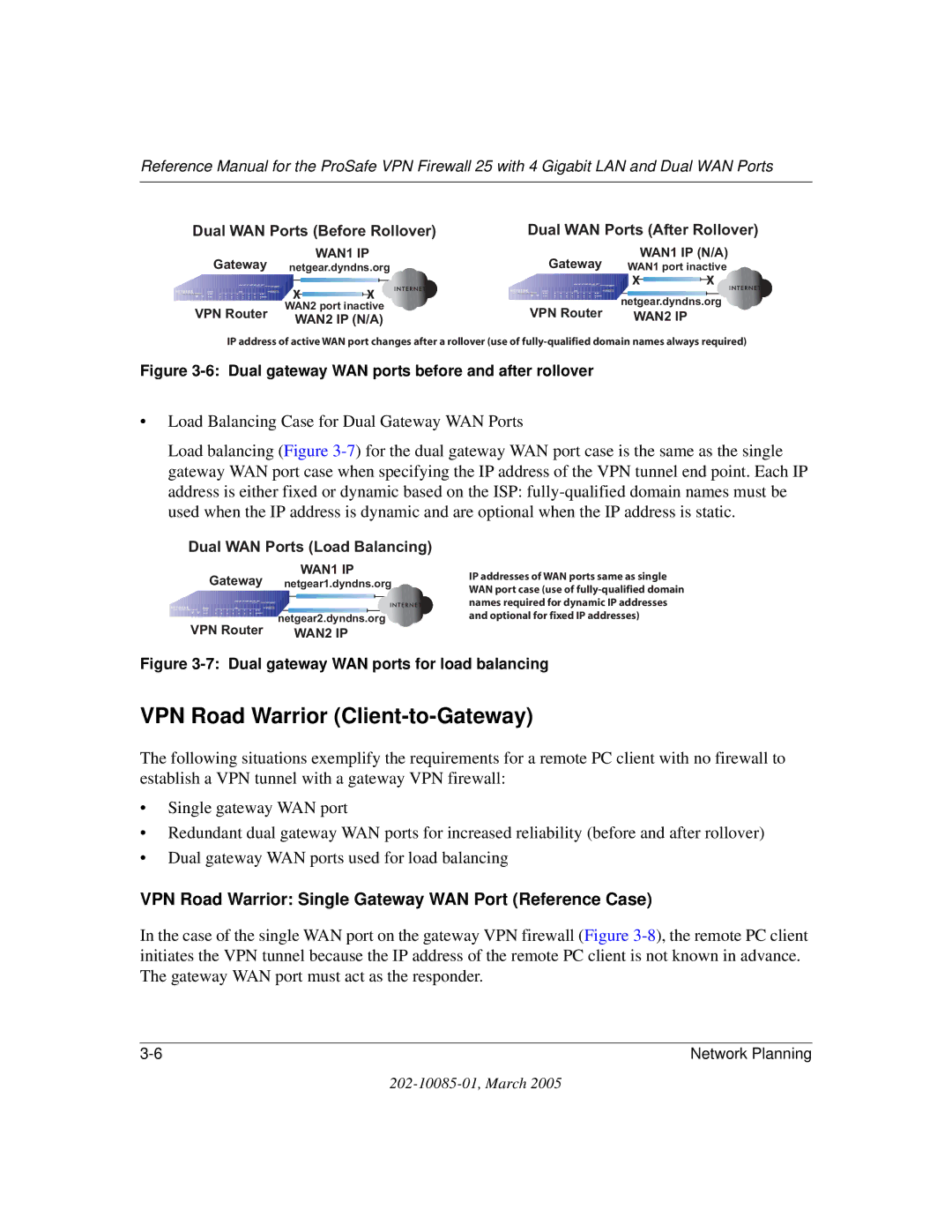 NETGEAR FVS124G manual Dual, VPN Road Warrior 