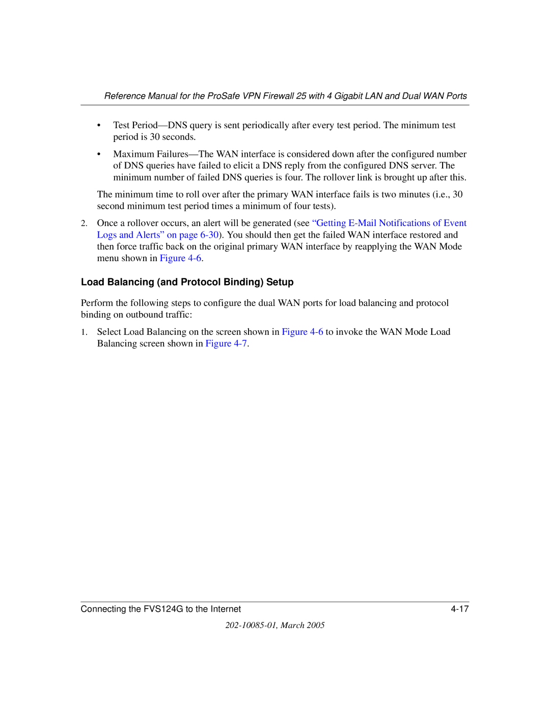 NETGEAR FVS124G manual Load Balancing and Protocol Binding Setup 