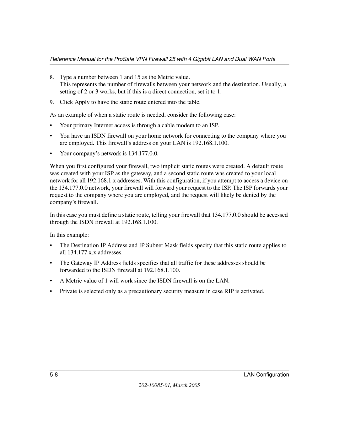 NETGEAR FVS124G manual LAN Configuration 