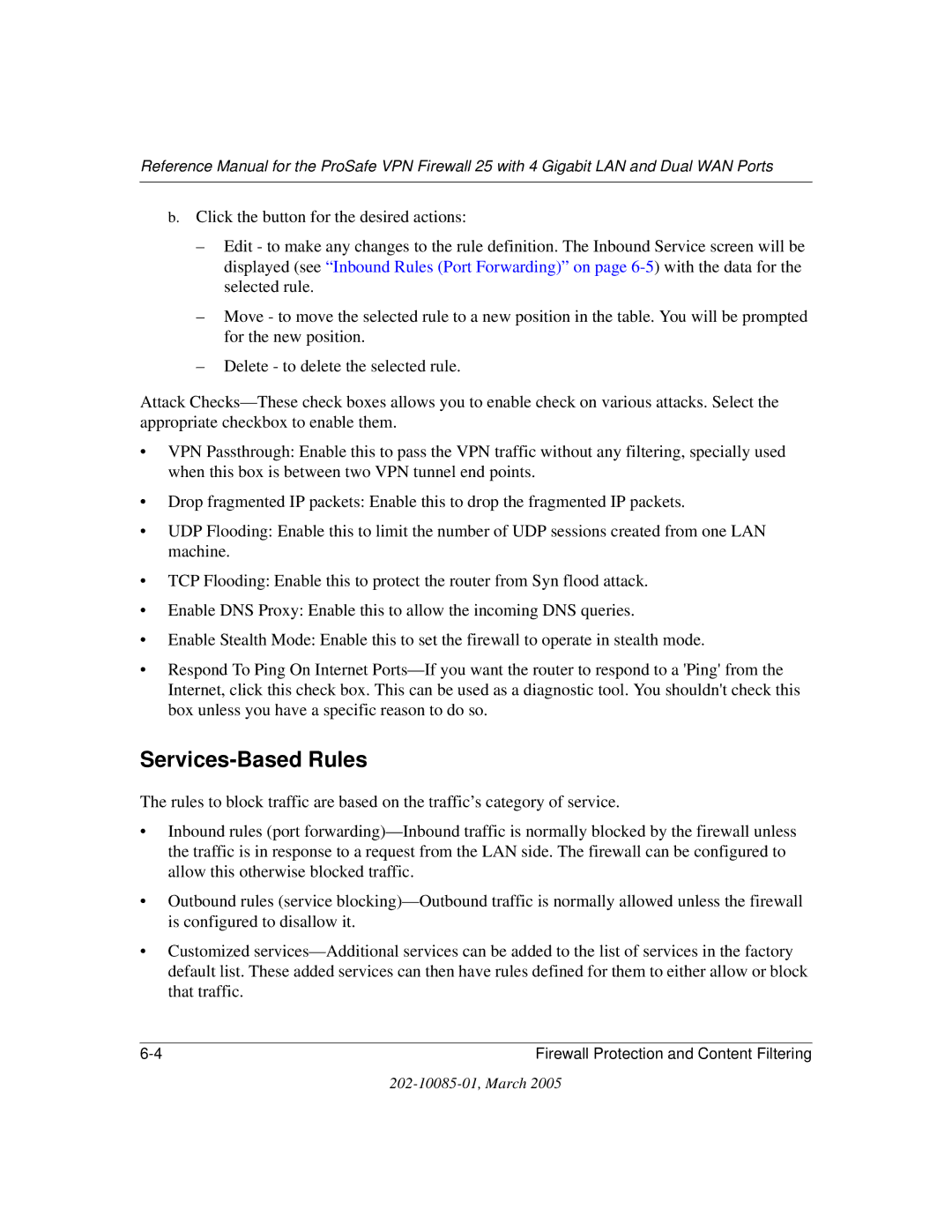 NETGEAR FVS124G manual Services-Based Rules 