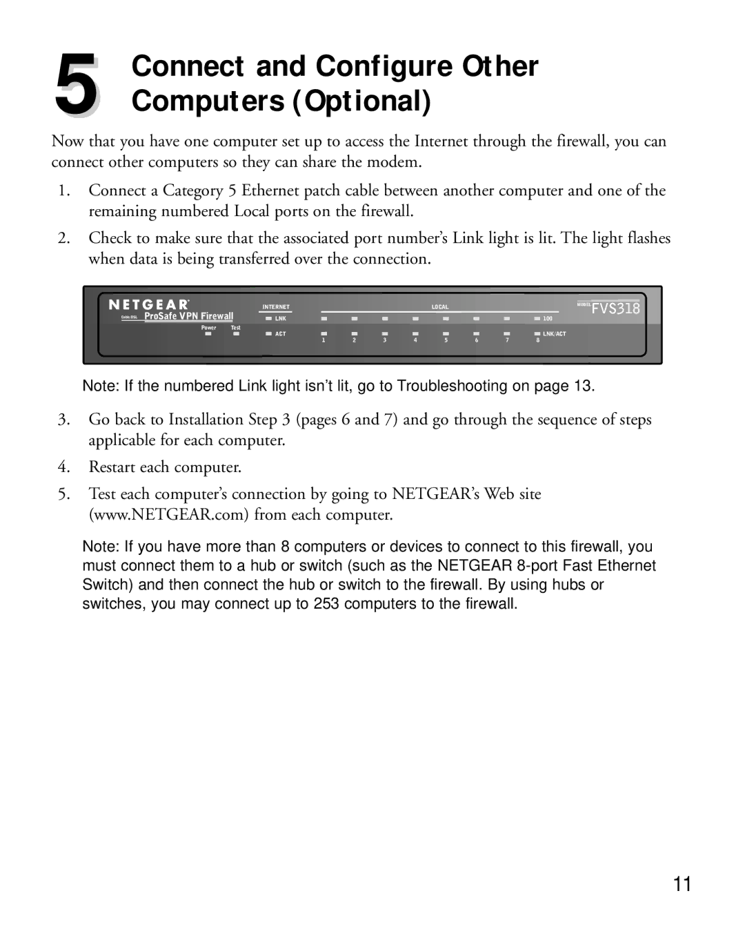 NETGEAR FVS318 manual Computers Optional 