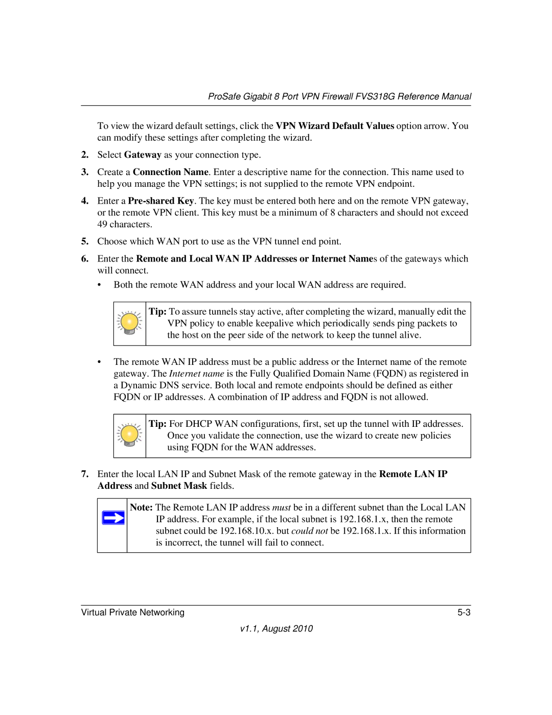 NETGEAR manual ProSafe Gigabit 8 Port VPN Firewall FVS318G Reference Manual 