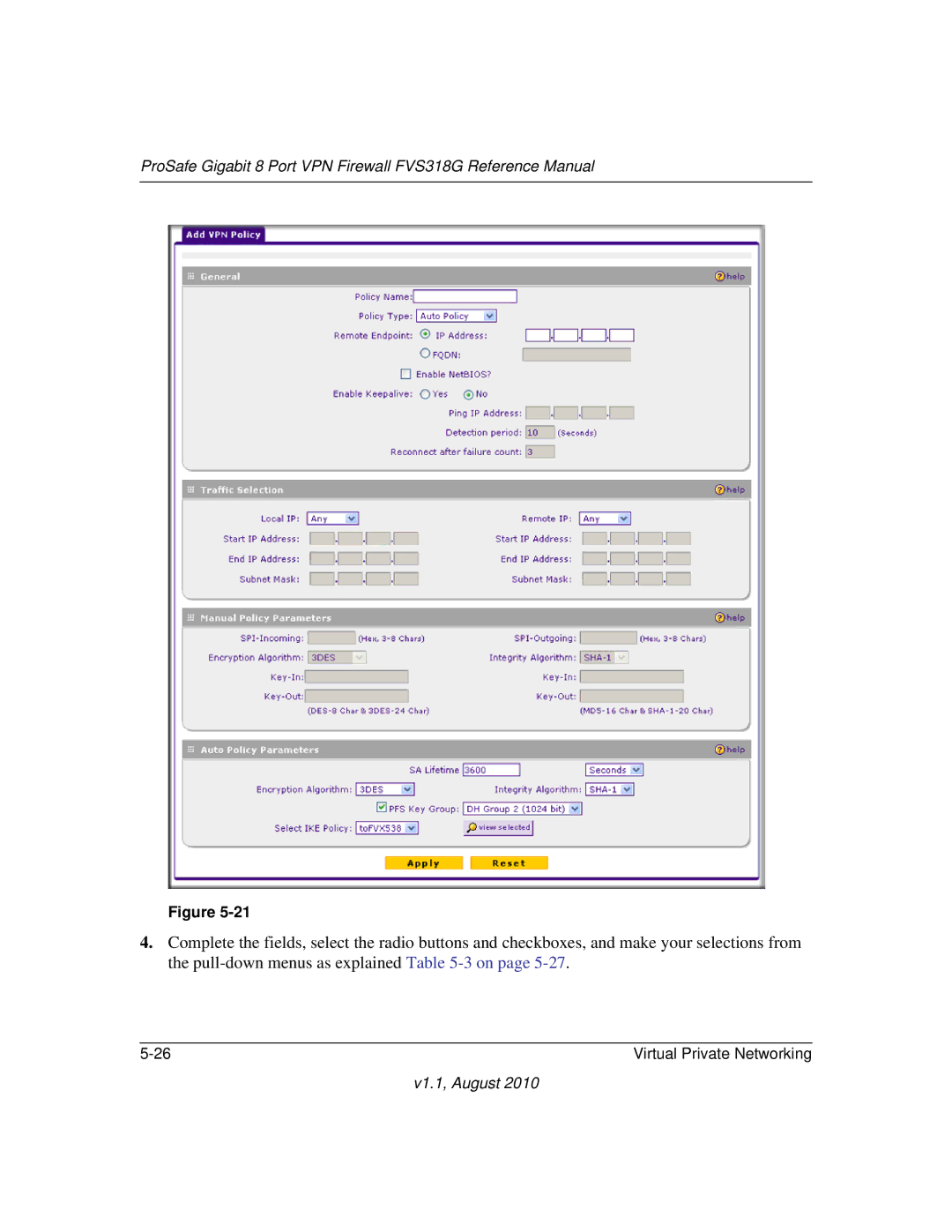 NETGEAR manual ProSafe Gigabit 8 Port VPN Firewall FVS318G Reference Manual 