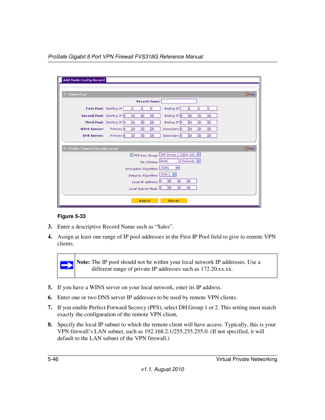 NETGEAR manual ProSafe Gigabit 8 Port VPN Firewall FVS318G Reference Manual 