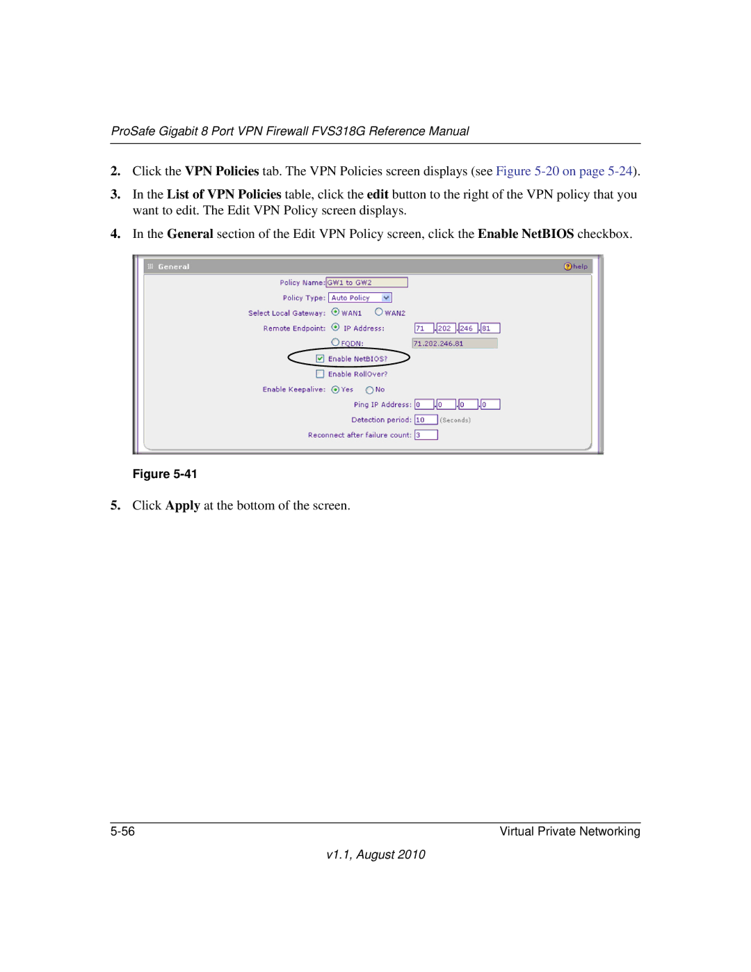 NETGEAR manual ProSafe Gigabit 8 Port VPN Firewall FVS318G Reference Manual 