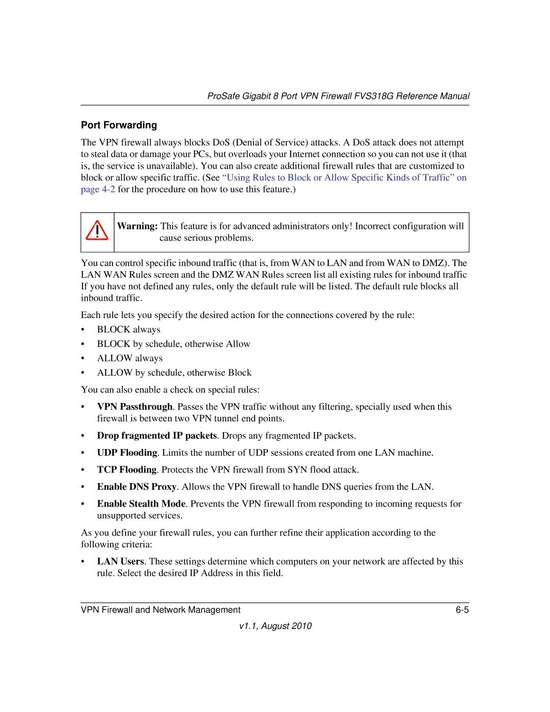 NETGEAR FVS318G manual Port Forwarding 